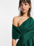 Фото #3 товара Вечернее платье ASOS в миди-длине без плеч в темно-зеленой неопреновой оптике