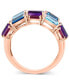 Фото #3 товара EFFY® Multi-Gemstone Three Row Statement Ring (5-3/8 ct. t.w.) in 14k Rose Gold