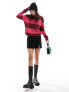 Vila knitted high neck jumper in red stripe