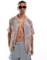 ONLY & SONS revere collar shirt with abstract aop in washed pink