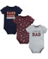 ფოტო #1 პროდუქტის Baby Boys Cotton Bodysuits, Love Dad, 3-Pack
