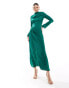 Фото #1 товара ASOS DESIGN high neck satin maxi dress in emerald green