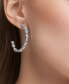 Rhodium-Plated Medium Mixed Crystal C-Hoop Earrings, 1.54"