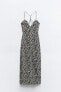 Фото #5 товара Платье миди из смесового льна с цветочным принтом ZARA