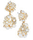 ფოტო #1 პროდუქტის Gold-Tone Imitation Pearl & Crystal Flower Drop Earrings, Created for Macy's