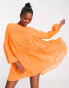 Фото #1 товара ASOS DESIGN – Oversize-Mini-Hängerkleid mit geraffter Taille in Neon-Orange