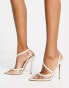 Фото #2 товара Be Mine Bridal Amila strap detail heeled shoes in cream