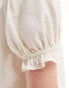 Фото #2 товара ASOS DESIGN linen look scoop neck frill blouse in white