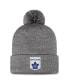 Фото #1 товара Men's Gray Toronto Maple Leafs Authentic Pro Home Ice Cuffed Knit Hat with Pom