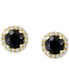 ფოტო #3 პროდუქტის EFFY® Onyx & Diamond (1/8 ct. t.w.) Halo Stud Earrings in 14k Gold