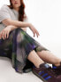 Фото #3 товара Topshop Curve mesh blurred printed lace trim midi skirt in purple
