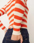 Pieces chunky ribbed knit long sleeve top in bold orange stripe