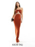 Фото #1 товара ASOS DESIGN Tall drape twist front bandeau maxi dress with invisible mesh in rust