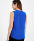 ფოტო #2 პროდუქტის Petite Zip Front V-Neck Sleeveless Top