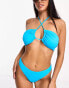 ASOS DESIGN mix and match high leg thong bikini bottom in bright blue