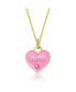 Фото #2 товара Kids 14k Yellow Gold Plated with Cubic Zirconia MAMA Pink Enamel Heart Pendant Layering Necklace