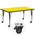 Фото #1 товара Mobile 30''W X 72''L Rectangular Yellow Hp Laminate Activity Table - Height Adjustable Short Legs