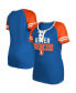 Women's Royal Denver Broncos Throwback Raglan Lace-Up T-shirt