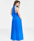 Фото #2 товара Petite Linen-Blend Keyhole Halter Maxi Dress, Created for Macy's