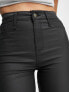 River Island Tall – Beschichtete Skinny-Jeans in Schwarz mit hohem Bund