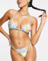 COLLUSION flower print beaded triangle bikini top co-ord in multi