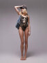 Фото #3 товара Topshop cut out swimsuit in leopard print