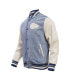 Фото #3 товара Men's Denim Distressed Kansas City Chiefs Varsity Blues Full-Snap Varsity Jacket