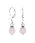 ფოტო #1 პროდუქტის Gemstone Natural Pink Rose Quartz Boho Bali Beaded Rondel Separator Double Ball Round Drop Dangle Earrings .925 Sterling Silver Lever back