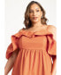 Фото #3 товара Plus Size Off The Shoulder Ruffle Mini Dress