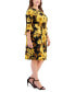 Фото #6 товара Plus Size Round-Neck 3/4-Ruffle-Sleeve Dress