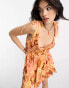 Фото #2 товара Free People floral print smocked bodice mini dress in orange