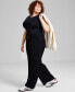 Фото #4 товара Trendy Plus Size Wide-Leg Pleated Cargo Pants