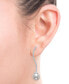 Cultured Freshwater Pearl (9mm) & Diamond (3/8 ct. t.w.) Swirl Drop Earrings in 14k White Gold, Created for Macy's