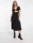 Фото #4 товара ASOS DESIGN short sleeve midi tea dress with twist front and buttons in black