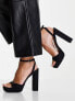 ASOS DESIGN Noun platform barely there block heeled sandals in black