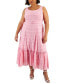 ფოტო #1 პროდუქტის Plus Size Cotton Eyelet Belted Midi Dress