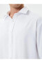 Фото #3 товара 4sam60014hw 000 Beyaz Erkek Dokuma Pamuk Uzun Kollu Basic Gömlek