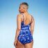 Фото #2 товара Women's UPF 50 Twist-Front Over the Shoulder One Piece Swimsuit - Aqua Green