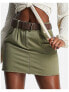 Miss Selfridge belted low rise cargo skirt in khaki