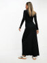 ASOS DESIGN column ribbed maxi dress with crew neck in black