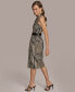 ფოტო #5 პროდუქტის Donna Karan Women's Printed Belted Sleeveless Dress