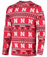 ფოტო #3 პროდუქტის Men's Scarlet Nebraska Huskers Ugly Sweater Knit Long Sleeve Top and Pant Set
