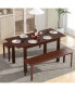 Extendable Dining Table Folding Rubber Wood Table for 4 People with Safety Locks