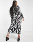 I Saw It First Plus knitted midi dress in zebra print