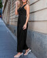 ფოტო #2 პროდუქტის Women's Black Sleeveless Wrapped Waist Straight Leg Jumpsuit