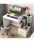 Фото #1 товара Computer Desk Laptop Table Writing Study Desk Home Office with Bookshelf & Drawers