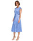 Women's Pleated Cap-Sleeve Belted Midi Dress