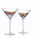 Фото #1 товара Hand Painted Stained Glass Martini Glasses 8 oz, Set of 2