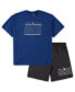 ფოტო #2 პროდუქტის Men's Royal, Charcoal Los Angeles Dodgers Big and Tall T-shirt and Shorts Sleep Set