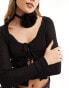 Фото #2 товара Monki rose corsage choker necklace in black